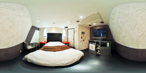 伊丹・宝塚の人気ラブホ、アンブレインのお部屋303号室ベッドルーム。360度ご覧いただけます。
